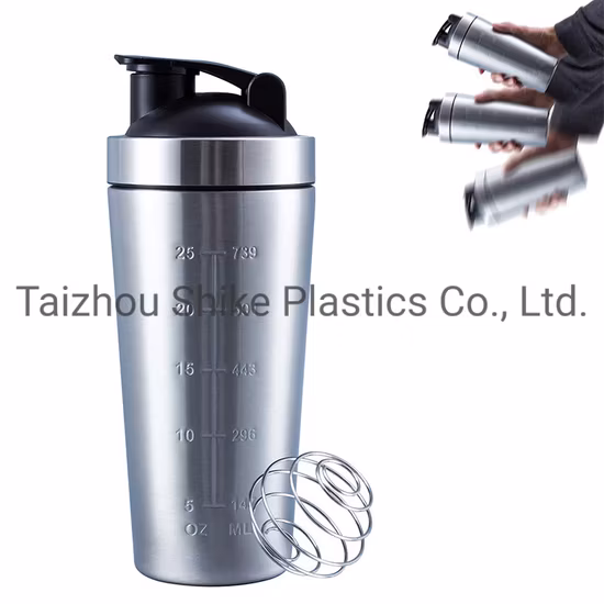 ステンレススチールプロテインシェイカーボトル BPAフリー、非断熱、BCAA、ジムボトル、シェイカーボール、漏れ