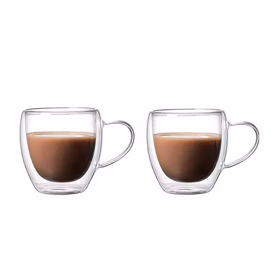 カスタマイズされたロゴティーカップ断熱コーヒー二重壁ガラスマグ