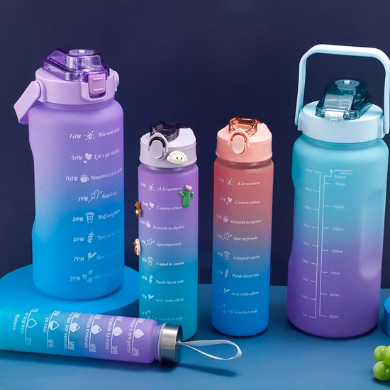 3 個屋外ポータブルプラスチックカップ大容量ケトル 1200 ミリリットルスポーツウォーターボトル